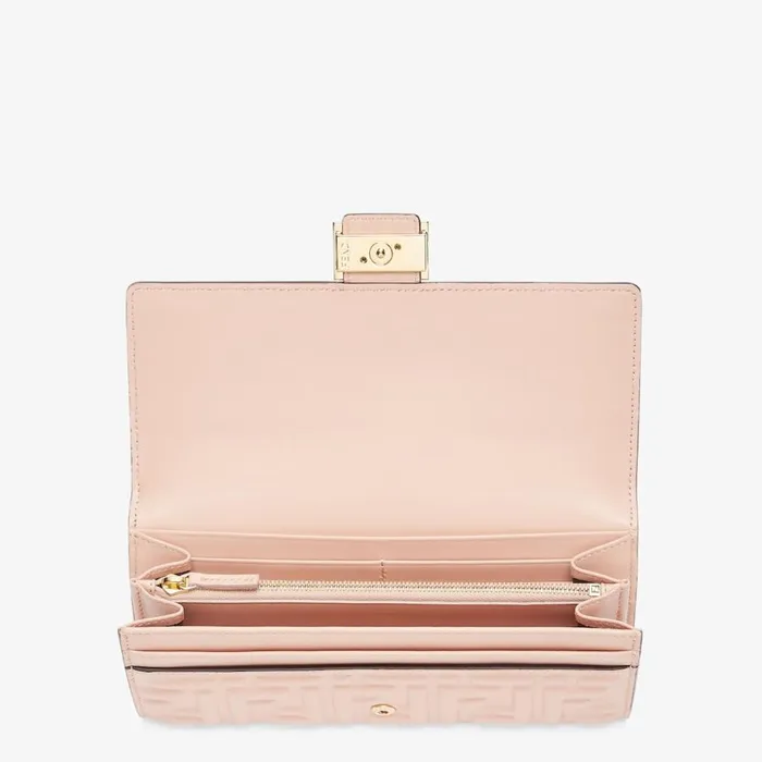 Woman Pink Ff Nappa Leather Wallet Pink Fendi Wallets