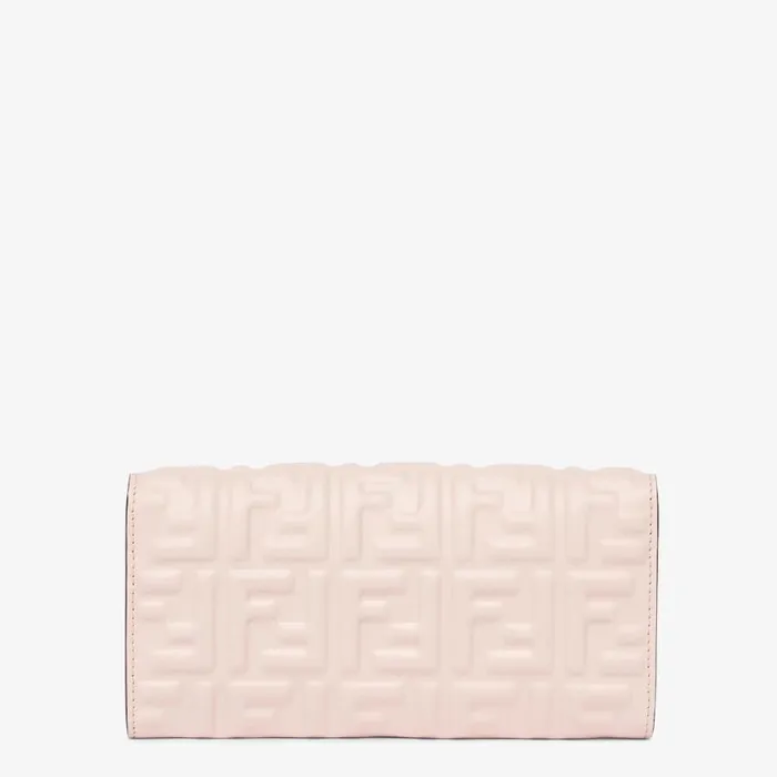 Woman Pink Ff Nappa Leather Wallet Pink Fendi Wallets On Chain