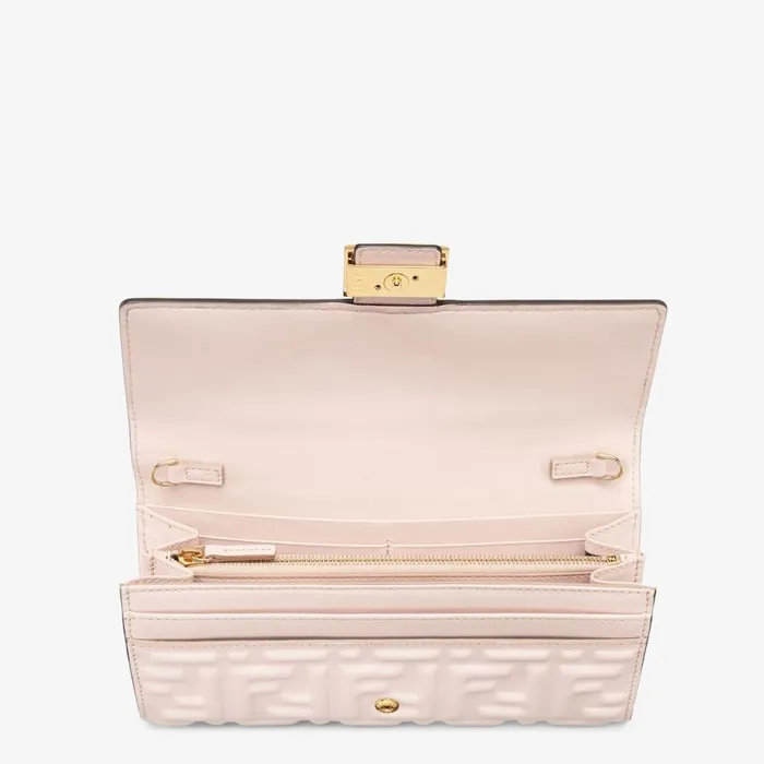 Woman Pink Ff Nappa Leather Wallet Pink Fendi Wallets On Chain