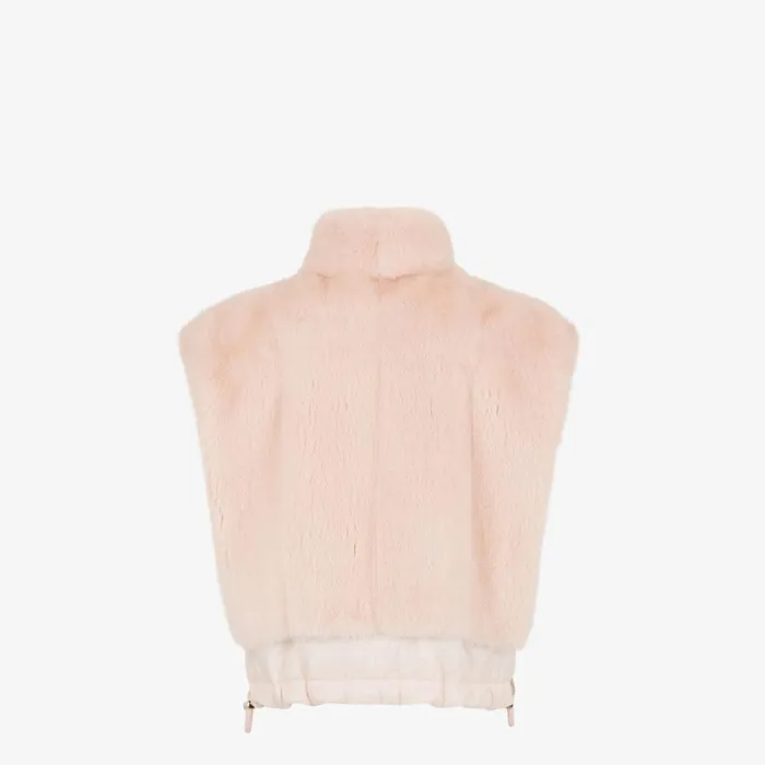 Woman Pink Mink And Nylon Gilet Pink Fendi Coats and Outerwear