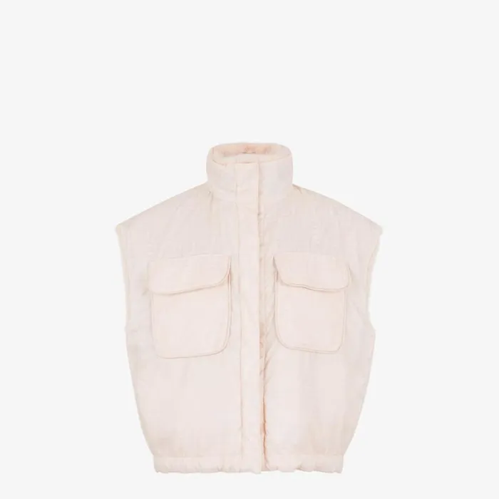 Woman Pink Mink And Nylon Gilet Pink Fendi Coats and Outerwear