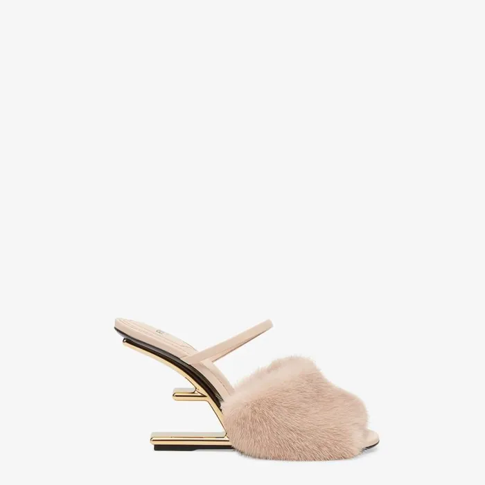 Woman Pink Mink HighHeeled Sandals Pink Fendi Fendi First