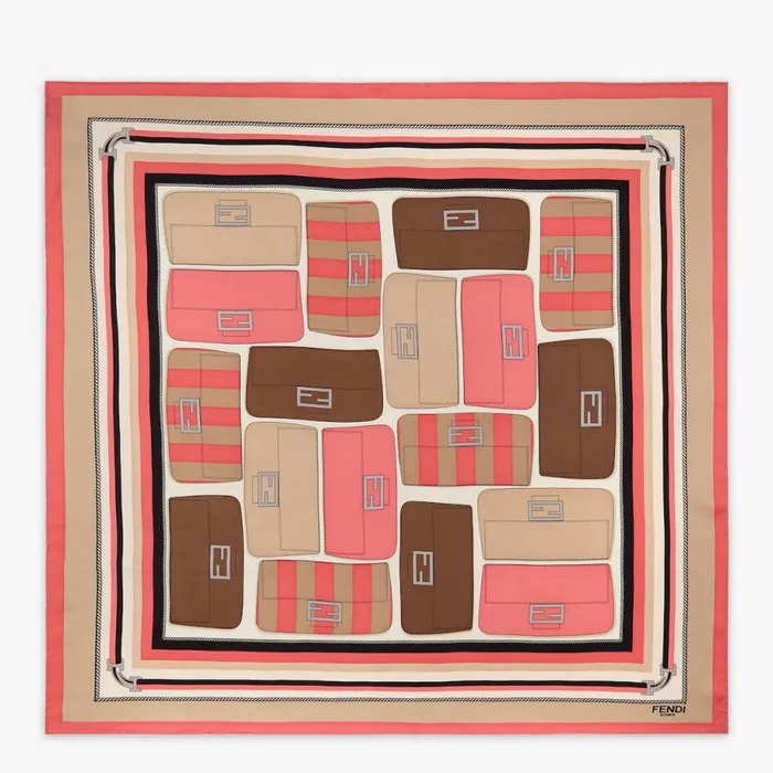Woman Pink Silk Foulard Pink Fendi Scarves and Silks