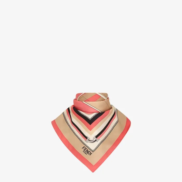 Woman Pink Silk Foulard Pink Fendi Scarves and Silks