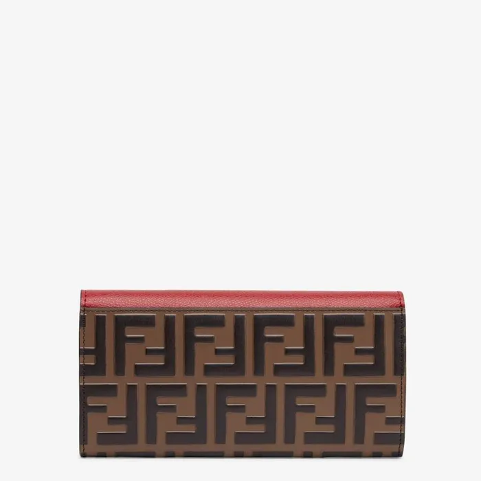Woman Red Leather Wallet Red Fendi Wallets On Chain