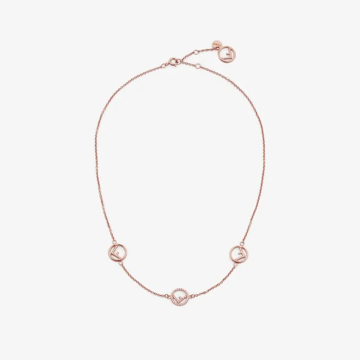 Woman RoseGold Colour Necklace Pink Fendi Necklaces