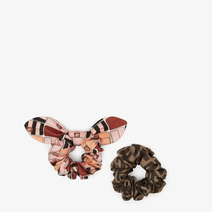 Woman Set Of Two Multicolour Silk Hairbands Multicolour Fendi Hair Accessories