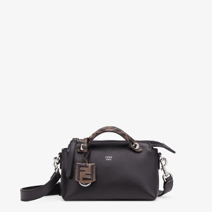 Woman Small Black Leather Boston Bag Black Fendi Shoulder and Crossbody Bags