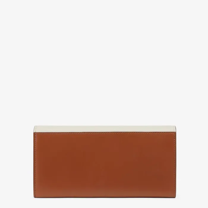 Woman TwoTone Brown Leather And Camellia Wallet Multicolour Fendi Wallets On Chain