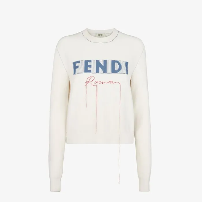 Woman White Cashmere Jumper White Fendi Knitwear