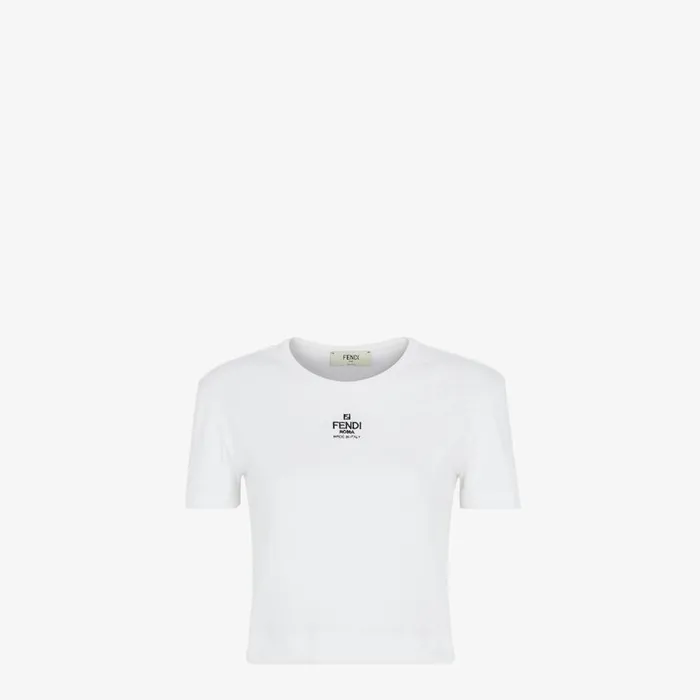 Woman White Cotton Jumper White Fendi Tshirts and Sweatshirts