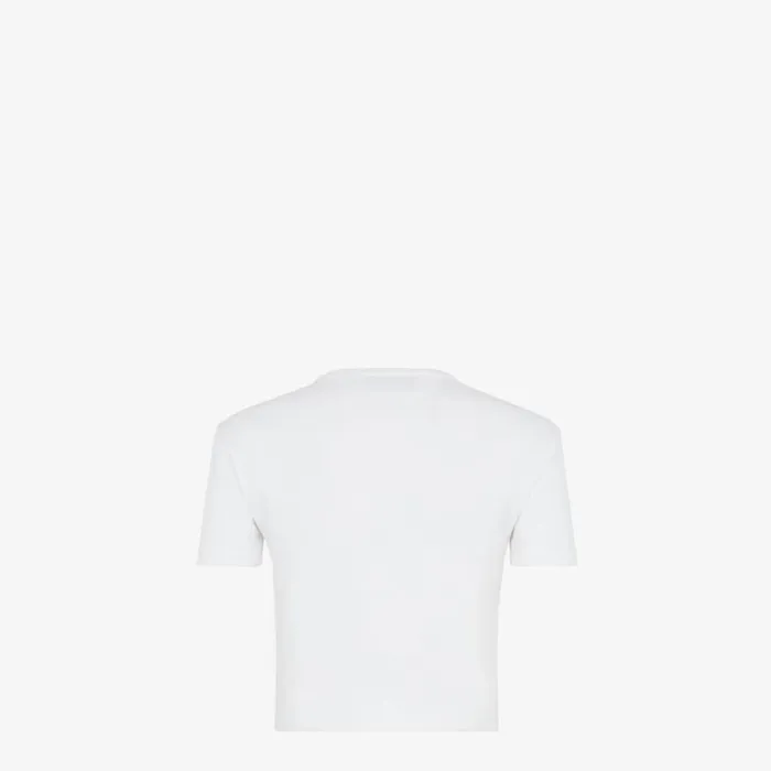 Woman White Cotton Jumper White Fendi Tshirts and Sweatshirts