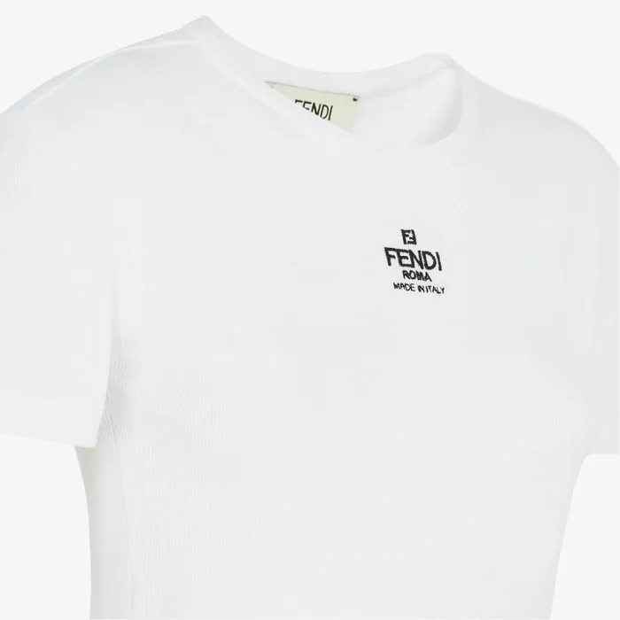 Woman White Cotton Jumper White Fendi Tshirts and Sweatshirts