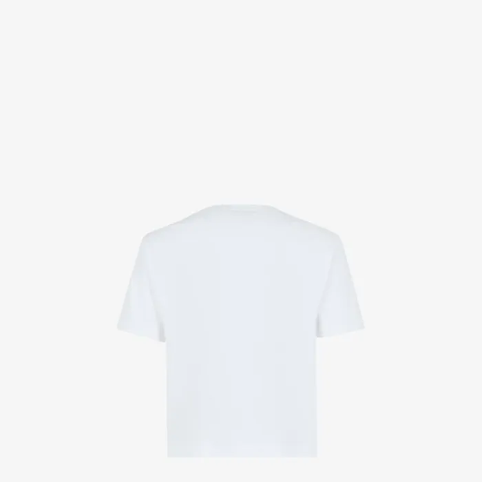 Woman White Cotton TShirt White Fendi Tshirts and Sweatshirts