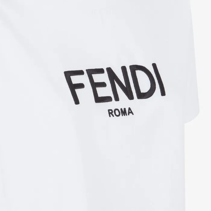 Woman White Cotton TShirt White Fendi Tshirts and Sweatshirts
