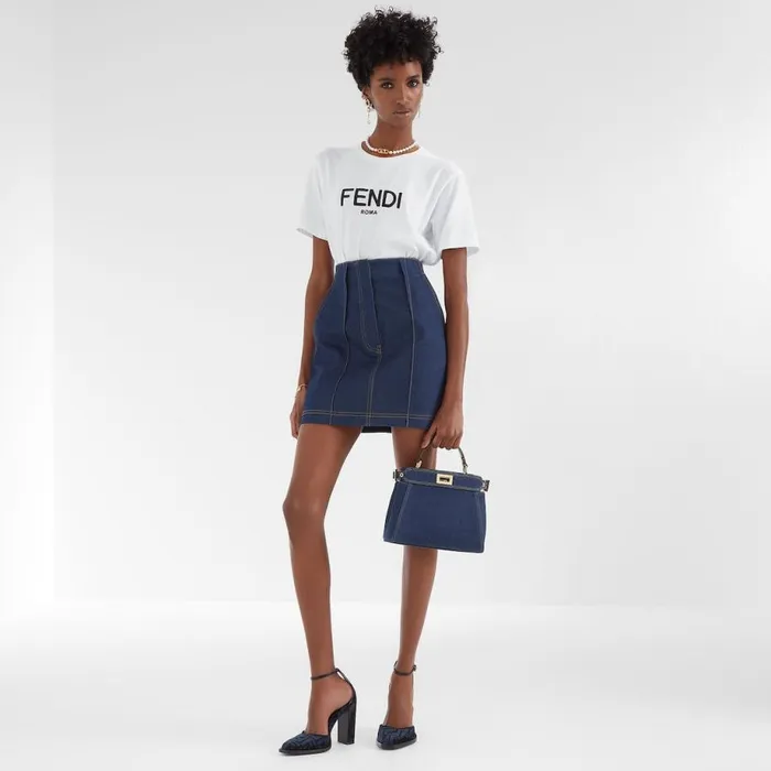 Woman White Cotton TShirt White Fendi Tshirts and Sweatshirts