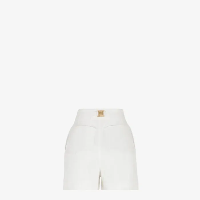 Woman White Denim Shorts White Fendi Denim