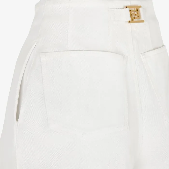 Woman White Denim Shorts White Fendi Denim