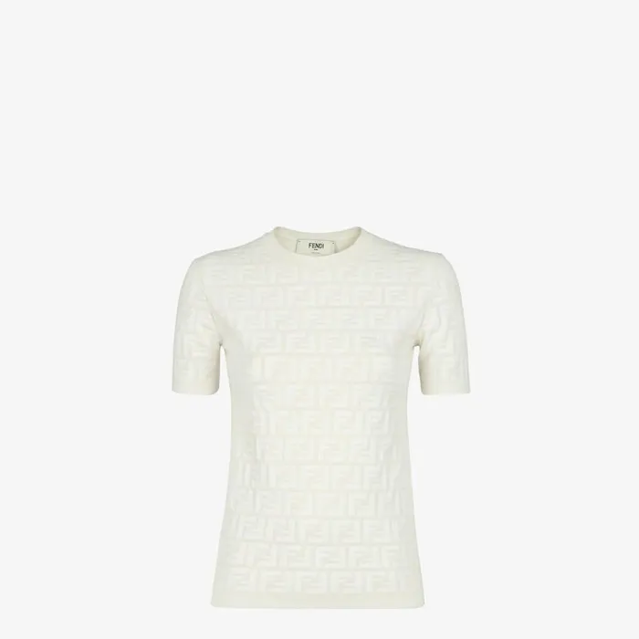 Woman White Ff Viscose Jumper White Fendi Knitwear