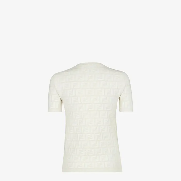 Woman White Ff Viscose Jumper White Fendi Knitwear