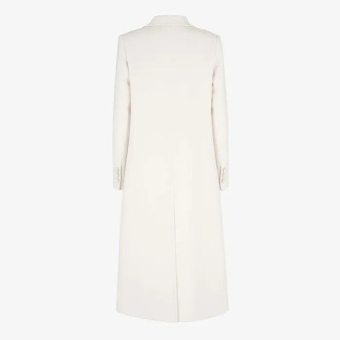 Woman White Wool Coat Black Fendi Coats and Outerwear