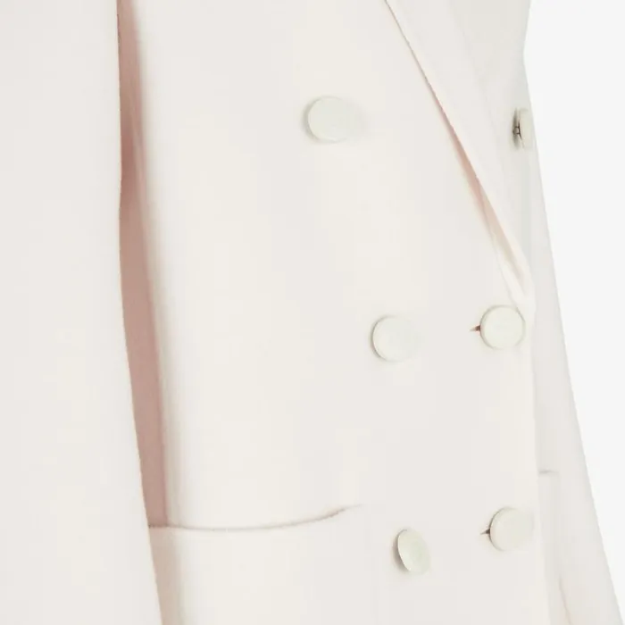 Woman White Wool Coat Black Fendi Coats and Outerwear