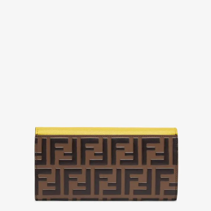 Woman Yellow Leather Wallet Yellow Fendi Wallets On Chain
