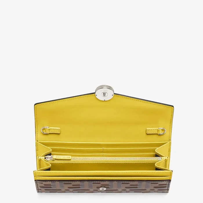 Woman Yellow Leather Wallet Yellow Fendi Wallets On Chain
