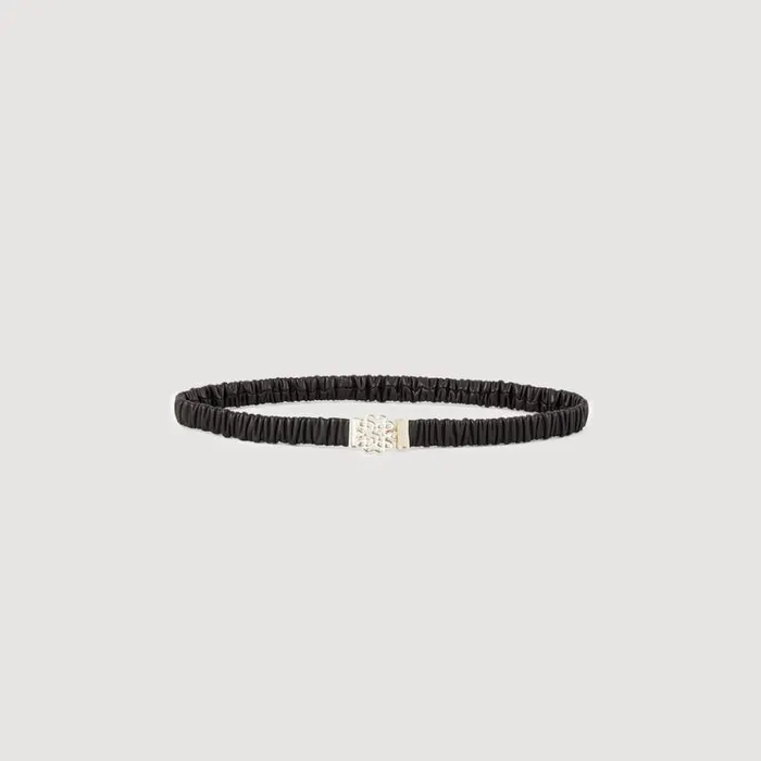 Women Belts SANDRO Elasticated Leather Belt Black