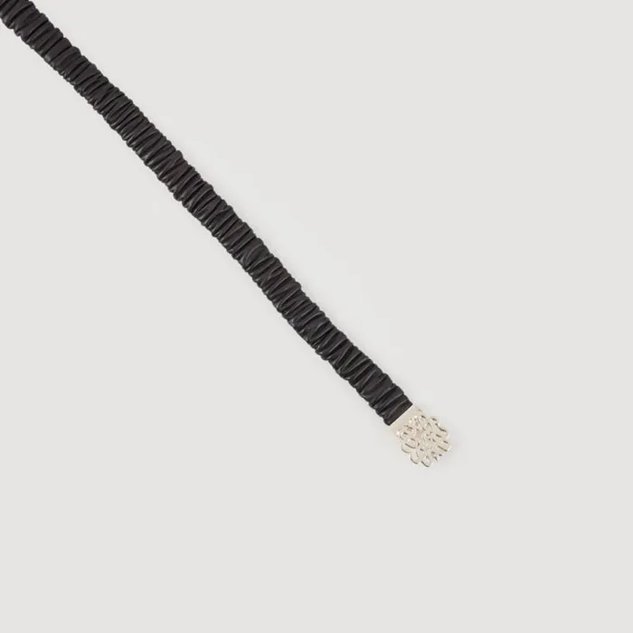 Women Belts SANDRO Elasticated Leather Belt Black