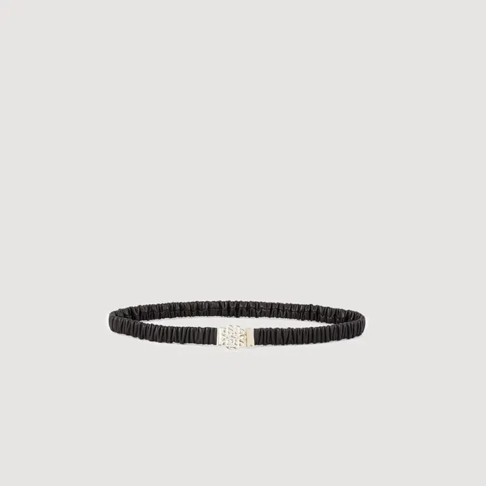 Women Belts SANDRO Elasticated Leather Belt Black