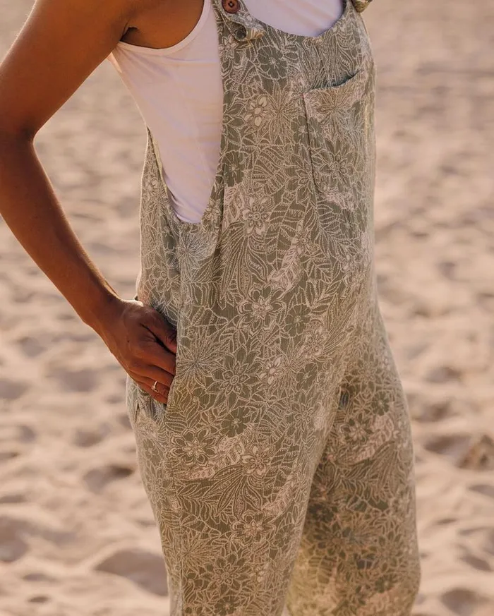 Women Bottoms Passenger Serenity Dungarees Pistachio Floral Pistachio Floral