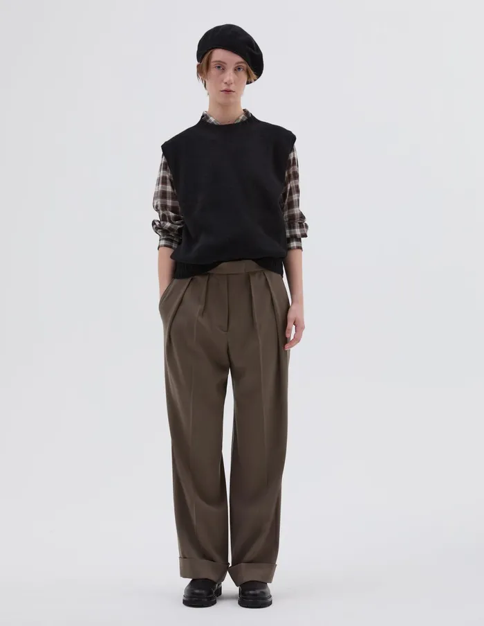 Women Boxy Crew Neck Slipover Black Margaret Howell Knitwear