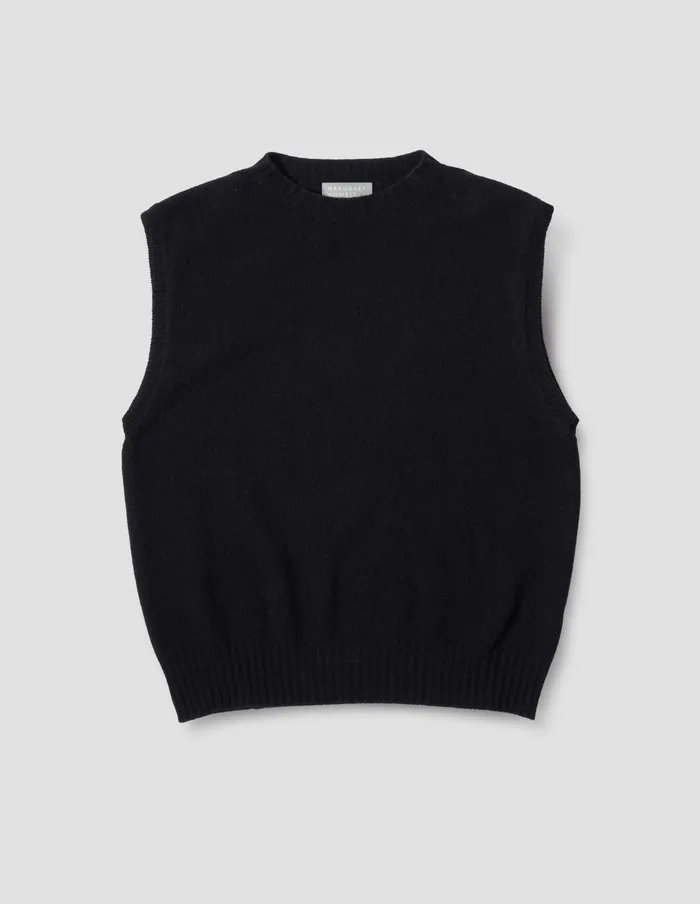 Women Boxy Crew Neck Slipover Black Margaret Howell Knitwear
