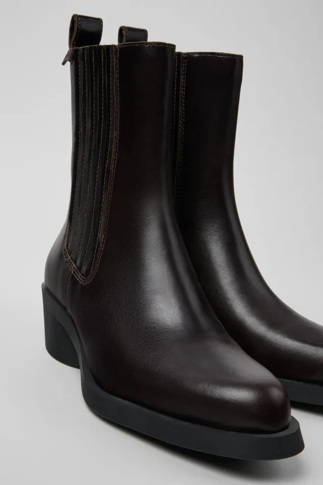 Women Camper Ankle Boots Bonnie Brown Leather Boots