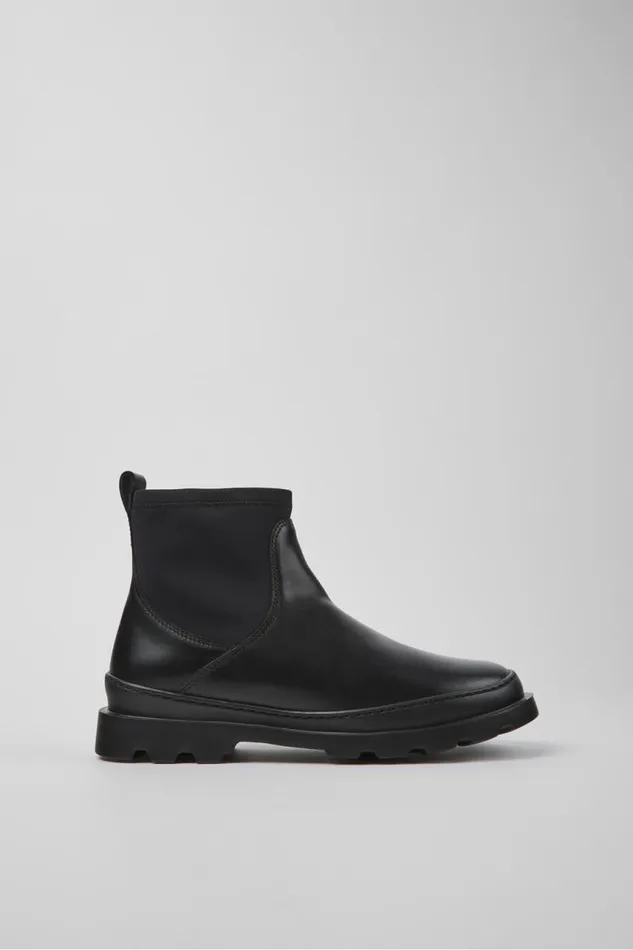 Women Camper Ankle Boots Brutus Black Leather And Textile Ankle Boots Women Camper Ankle Boots Brutus Black Leather And Textile Ankle Boots