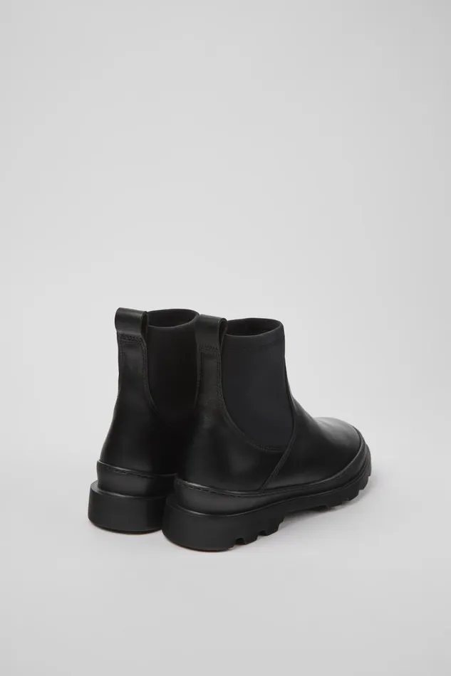 Women Camper Ankle Boots Brutus Black Leather And Textile Ankle Boots Women Camper Ankle Boots Brutus Black Leather And Textile Ankle Boots