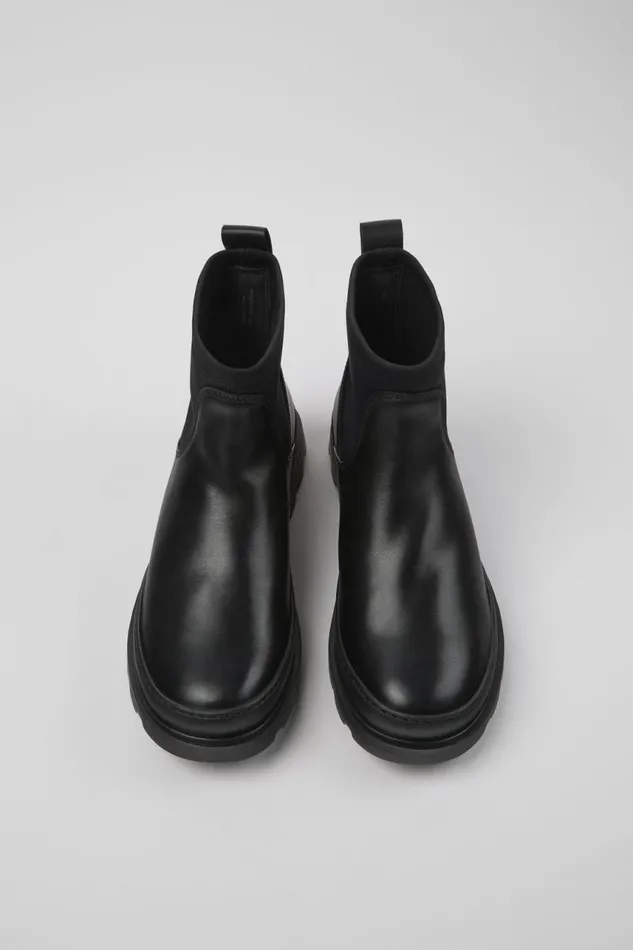 Women Camper Ankle Boots Brutus Black Leather And Textile Ankle Boots Women Camper Ankle Boots Brutus Black Leather And Textile Ankle Boots