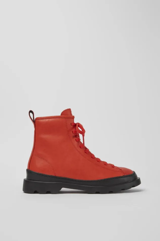 Women Camper Ankle Boots Brutus Red Leather Laceup Boots Women Camper Ankle Boots Brutus Red Leather Laceup Boots