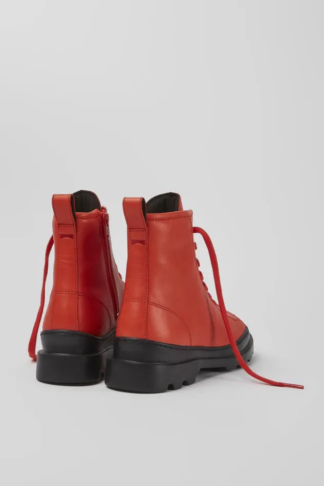 Women Camper Ankle Boots Brutus Red Leather Laceup Boots Women Camper Ankle Boots Brutus Red Leather Laceup Boots