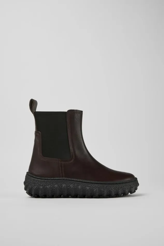Women Camper Ankle Boots Ground MICHELIN Dark Brown Leather Ankle Boots Women Camper Ankle Boots Ground MICHELIN Dark Brown Leather Ankle Boots