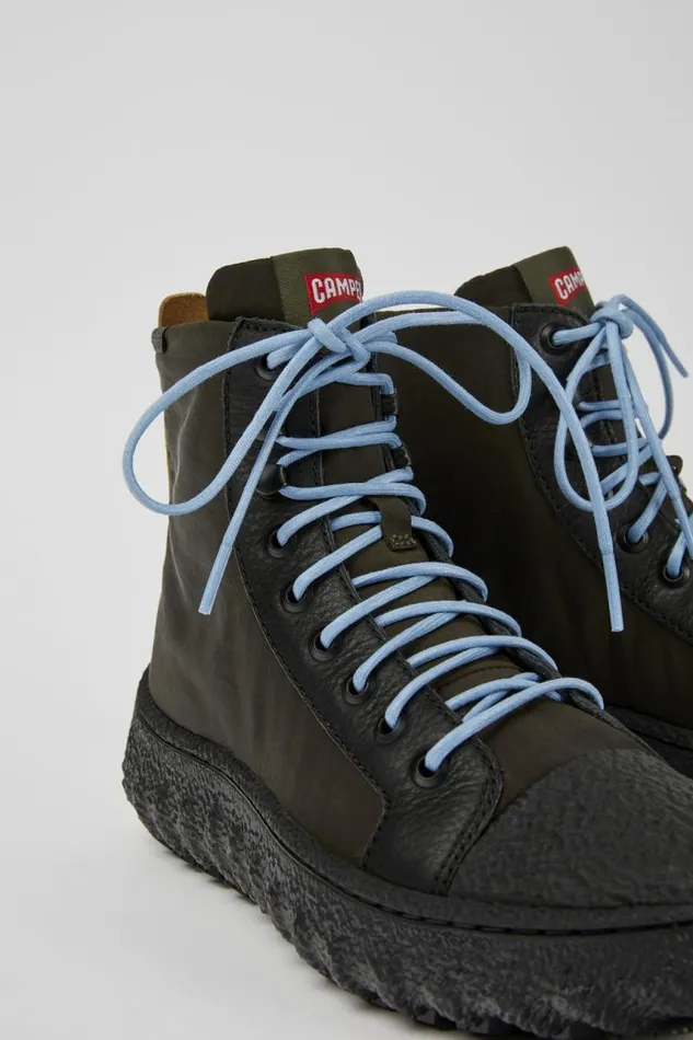 Women Camper Ankle Boots Ground MICHELIN Dark Green Textile And Leather Ankle Boots