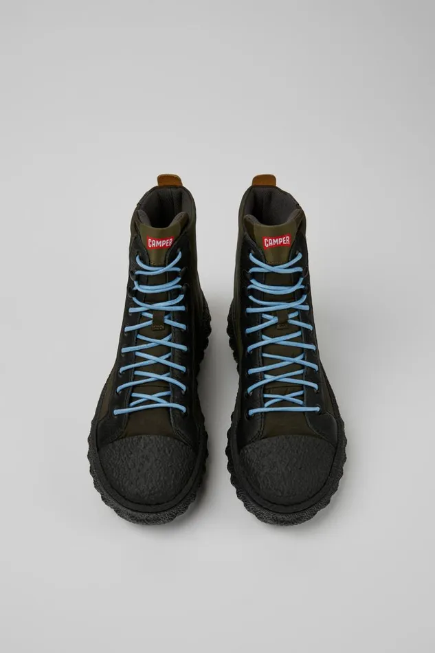 Women Camper Ankle Boots Ground MICHELIN Dark Green Textile And Leather Ankle Boots Women Camper Ankle Boots Ground MICHELIN Dark Green Textile And Leather Ankle Boots