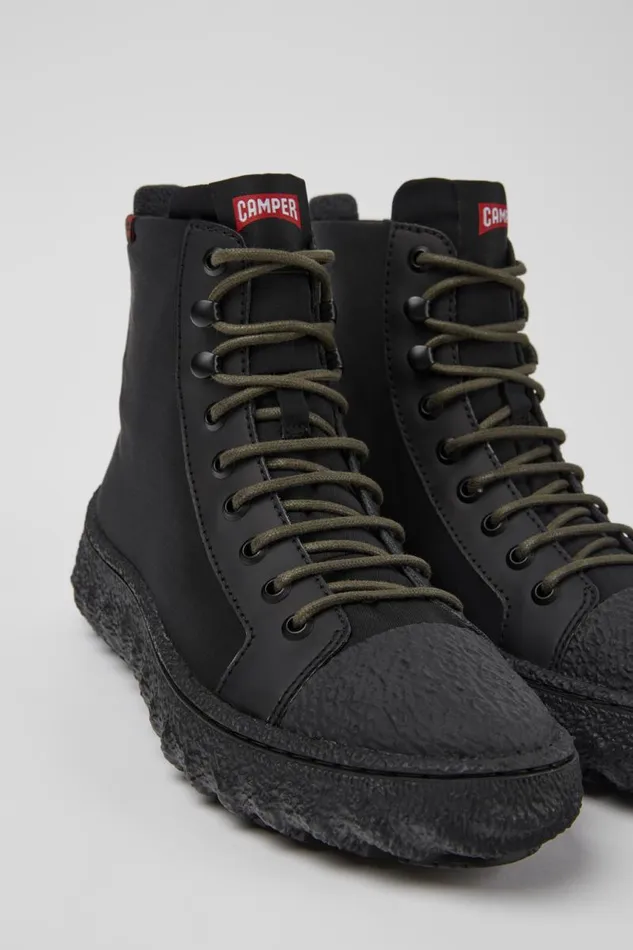 Women Camper Ankle Boots Ground PrimaLoft MICHELIN Black Textile And Leather Ankle Boots