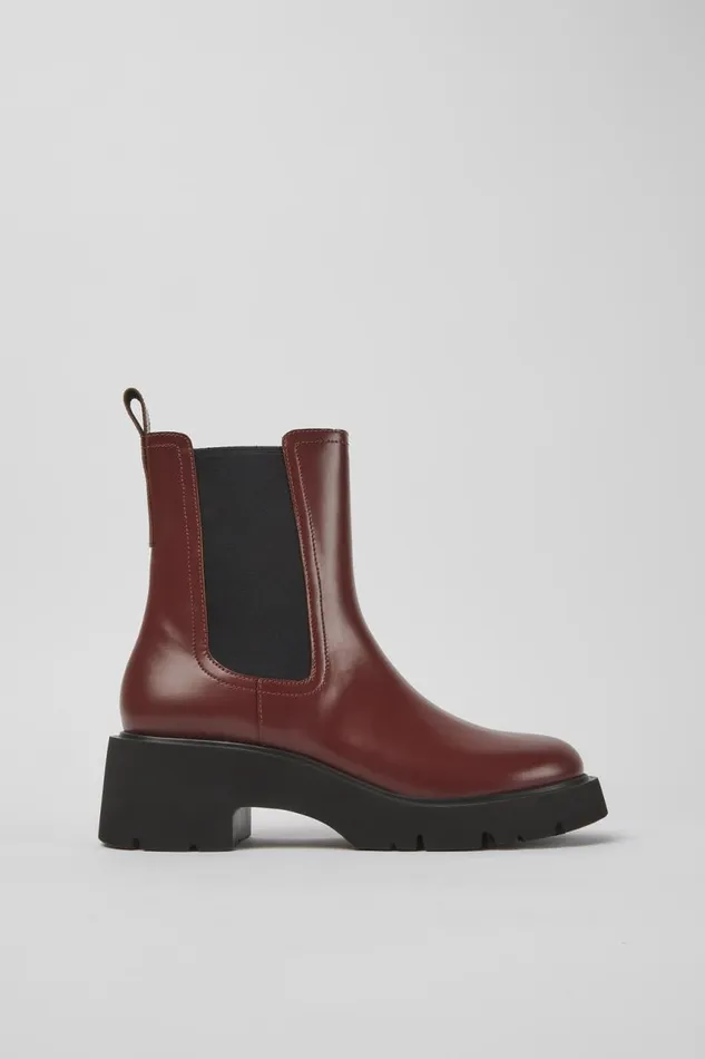 Women Camper Ankle Boots Milah Burgundy Leather Boots Women Camper Ankle Boots Milah Burgundy Leather Boots