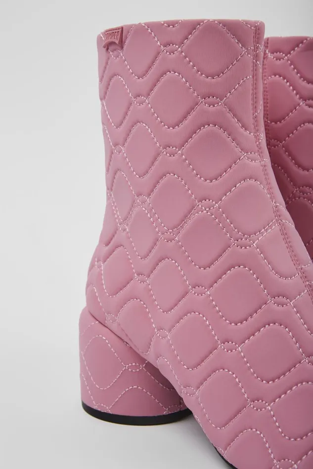 Women Camper Ankle Boots Niki Pink Textile Boots