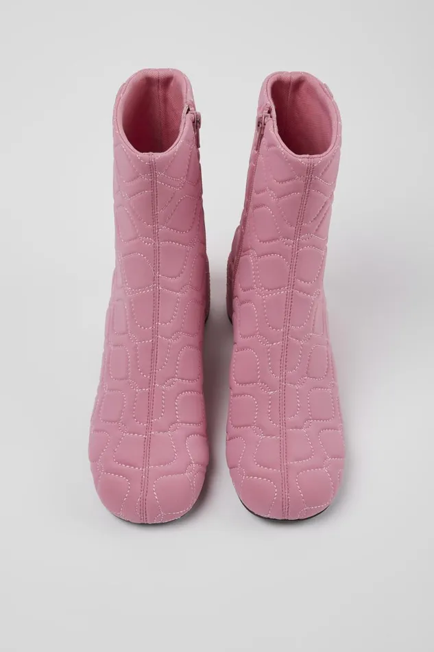 Women Camper Ankle Boots Niki Pink Textile Boots Women Camper Ankle Boots Niki Pink Textile Boots