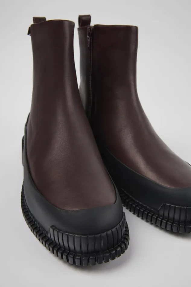 Women Camper Ankle Boots Pix Burgundy Leather Boots