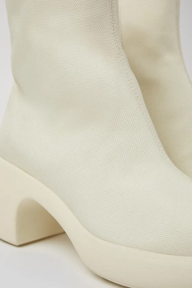 Women Camper Ankle Boots Thelma White Textile Boots
