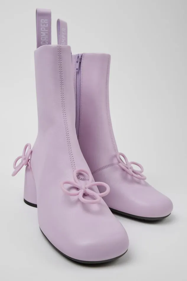 Women Camper Ankle Boots Twins Purple Leather Boots